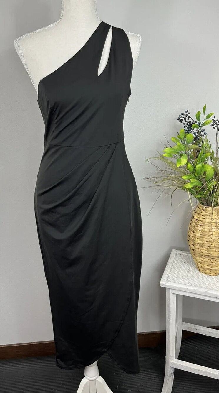 Zalalus Women's Sexy One Shoulder Cutout Ruched Bodycon Sleeveless Slit Size M